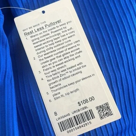 NWT LULULEMON  Rest Less Blue Pullover SZ 8 - Picture 6 of 16
